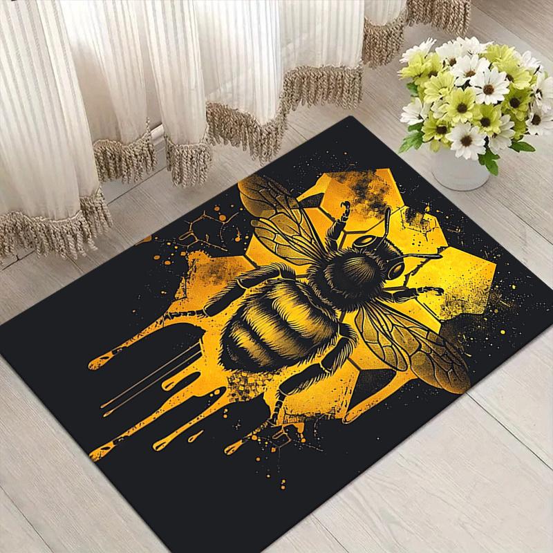 1pc Bees and honeycombs Print, Design Area Rug - Soft, Anti-Slip, and Durable Gaming Room Decor for Bedroom, Living Room