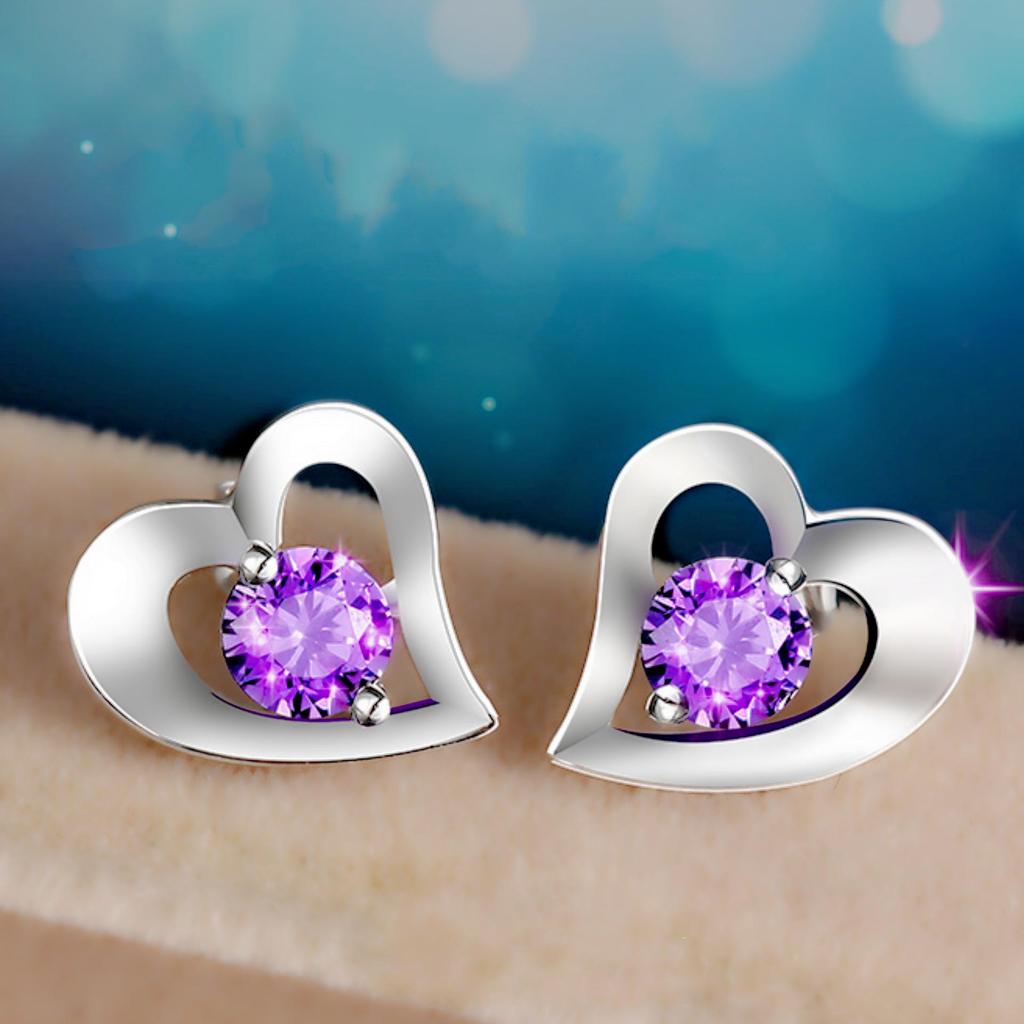 Hypoallergenic Silver Stud Earrings for Women - Korean Fashion Jewelry Gift for Valentine's Day or Qixi Festival.