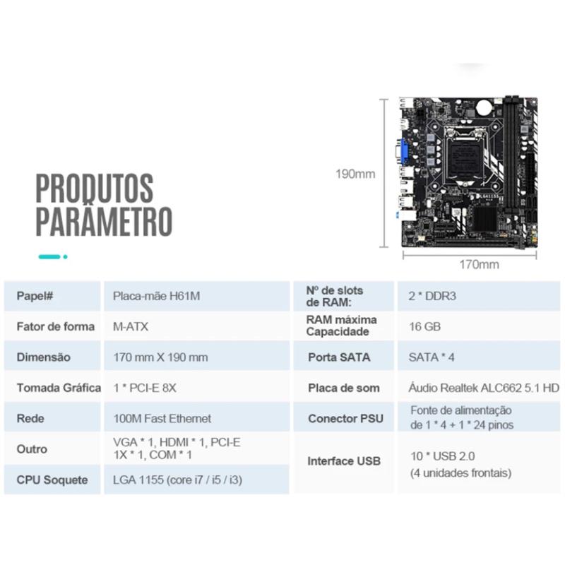 H61m Материнская плата компьютера 1155-контактная память DDR3 Четырехъядерный процессор I5 I7 Домашний офис Двухканальный интерфейс HD