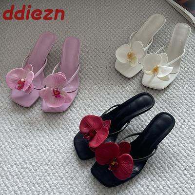 Модные туфли-лодочки слипоны женские туфли на среднем каблуке модные с цветком женские туфли на тонком каблуке шлепанцы женская обувь большой размер 43