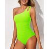 Новый слитный купальник женский с вставками однотонного цвета, облегающий тело, халтер, с плиссированными плечами, сексуальный