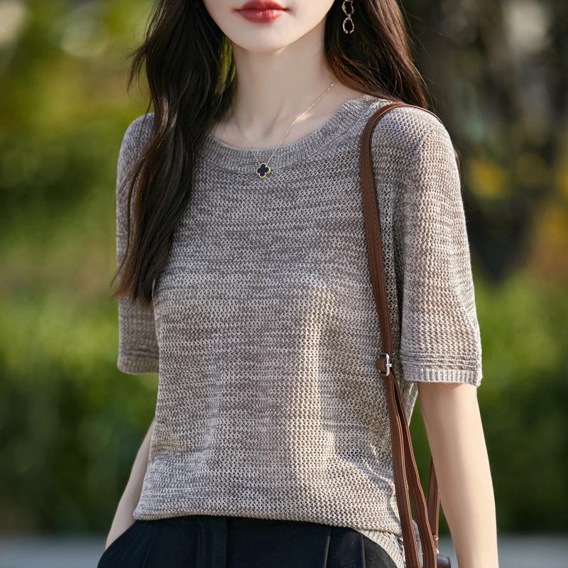 Женский шерстяной свитер с короткими рукавами Qinghe кашемир 50% шелк 50% шерсть жилет без рукавов для весны и лета из шерсти мягкий и удобный