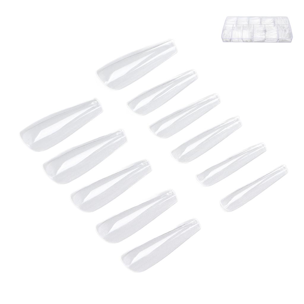500pcs Artificial Long Nail Tips Transparent Fake Nail Extension Tips Wearable Nail Tips