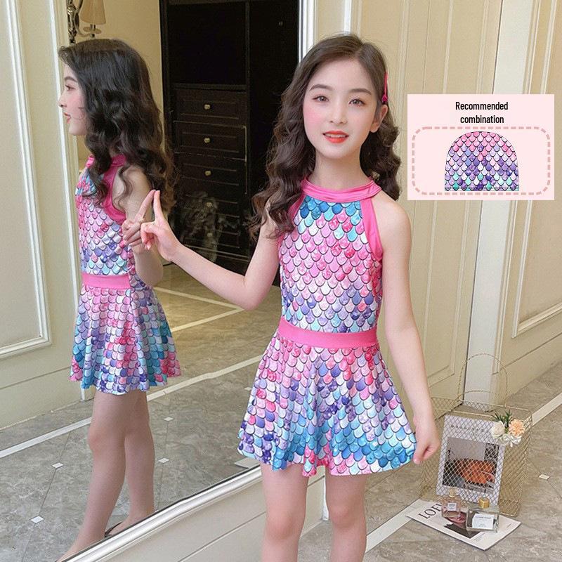 Детский мультяшный слитный купальник с юбкой для девочек 2024 года - Доступен для детей маленького и среднего возраста