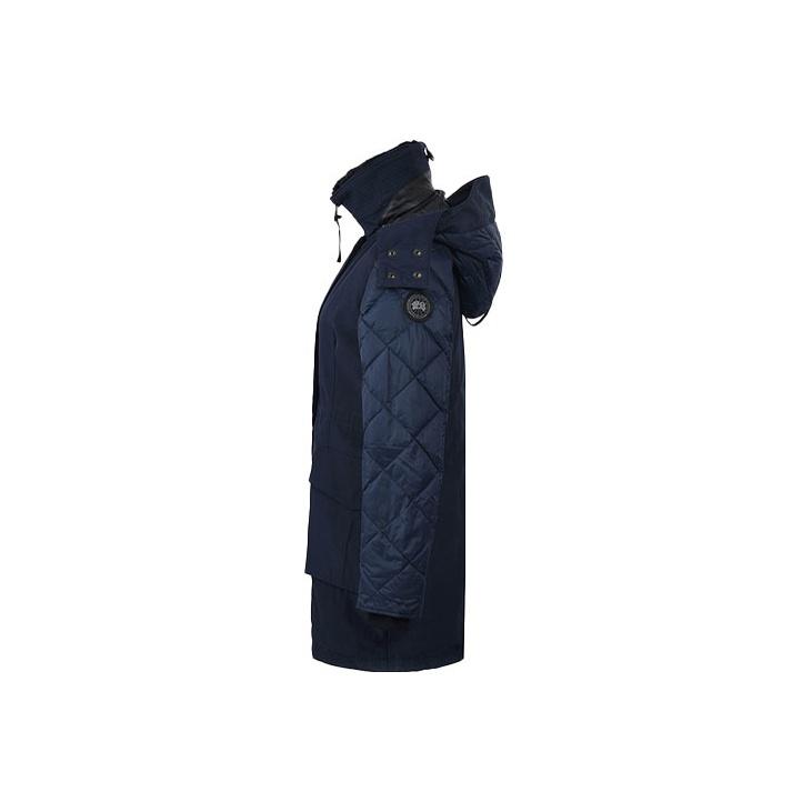 Canada Goose Elwin Series Black Label Warm Mid-Length Hooded White Goose Down Jacket Winter Women outerwear Navy-Blue 3205LB-646