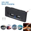 USB Charger Socket Dual USB Charger Outlet For Camper Caravan Boat Bus Truck PD3.0 Type-C Port Adapter LED Light Quick Charge Panel Wall Mount 12/24V
