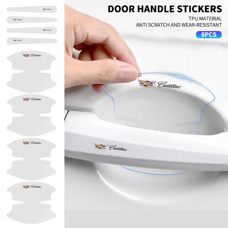 8pcs Car Door Bowl Anti-scratch Badge Clear Door Handle Sticker For Cadillac Escalade CTS ATS SRX STS XT5 XT4 XT6 XTS CT4