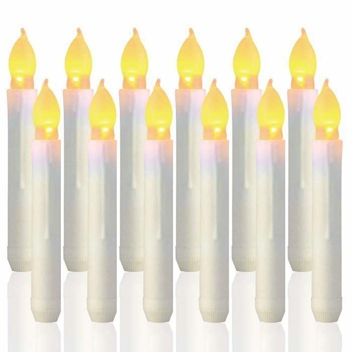 Bougies LED - AIMOONSA - AIMOONSA - Lot de 12 - Corps blanc - 6,5 pouces (16,5 cm)