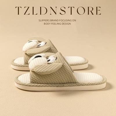Милые льняные тапочки для женщин, всесезонные домашние, комнатные, впитывающие пот, дышащие, противоскользящие, хлопковая и льняная ткань для мужчин
