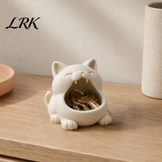 Подарочная Ключница, Коробка для Хранения, Держатель в Дизайне Кошки с Широкой Пастью, Контейнер Большого Размера в Стиле Ниши, Органайзер с Открывающимся Отверстием для Ключей, Украшений, Мелких Предметов, Личного Использования