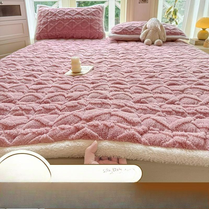 Thickened Taffeta Fleece Mattress, Milk Fleece Sheets, Winter Plus Fleece Dormitory Bedding, Single Mattress, Double
