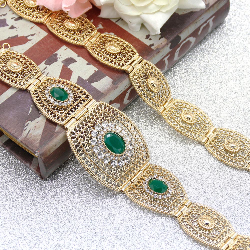 Gold Color Crystal Women Dress Belt Belt Bride Waist Chain Adjustable Length Body Jewelry