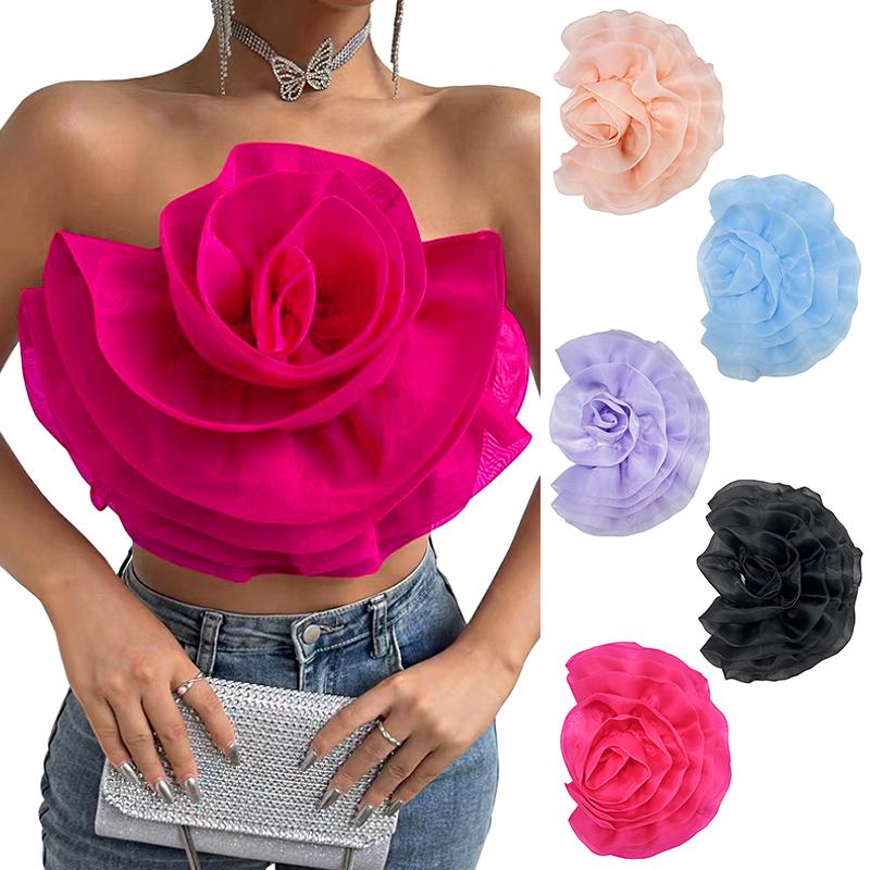 1Pc Manual Personality Clothing Accessories DIY Accessories Irregular Fashion Flower Decoration Three-dimensional Organza