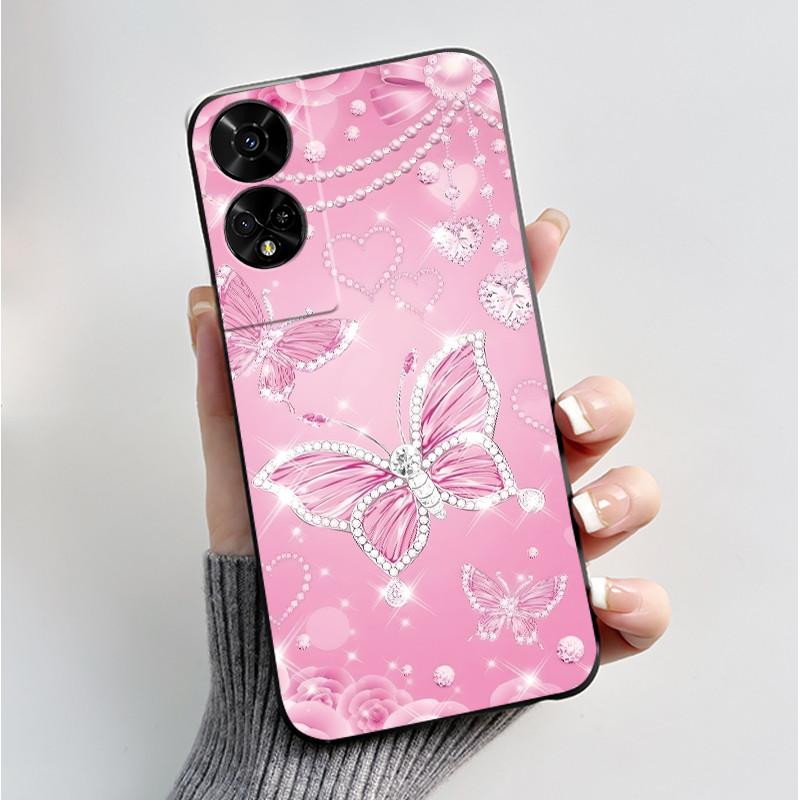 Printing Pattern Case For TCL 50 5G/TCL 50 XE Nxtpaper 5G/TCL 50XE 5G Soft Silicone Black Shell Cover Cute Flower Cartoon Casing