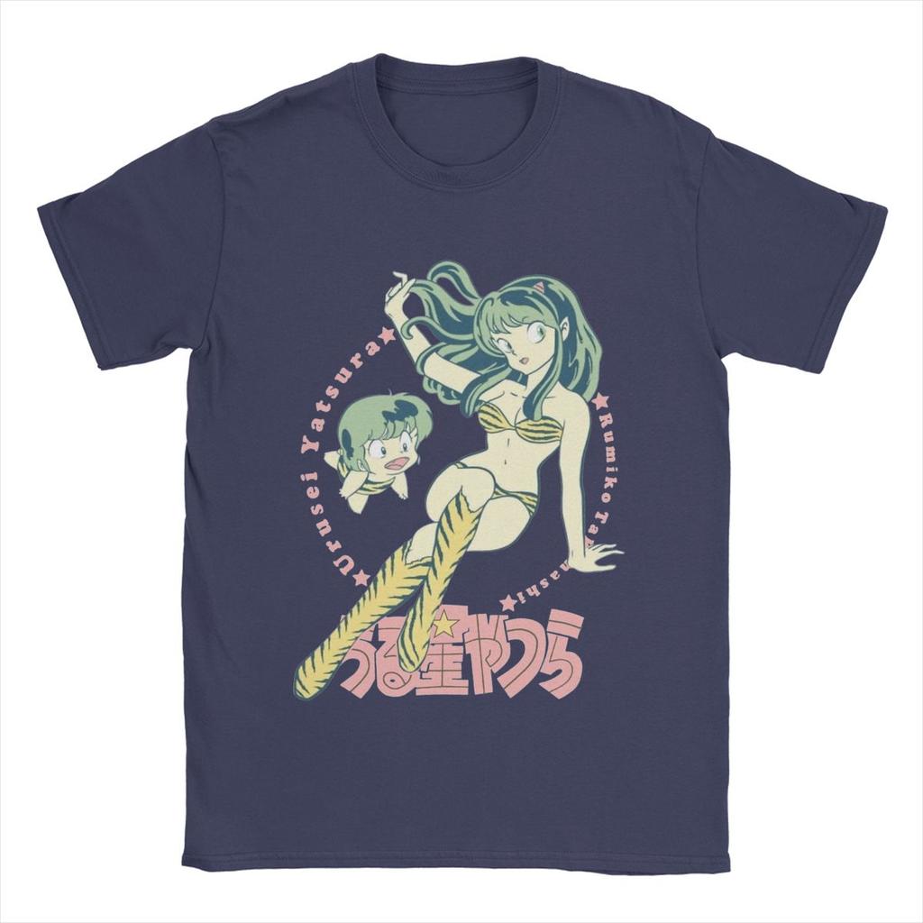 Lum Ran Ataru Urusei Yatsura Мужские футболки Аниме Смешные футболки Футболка с коротким рукавом и круглым вырезом Хлопковая графическая одежда
