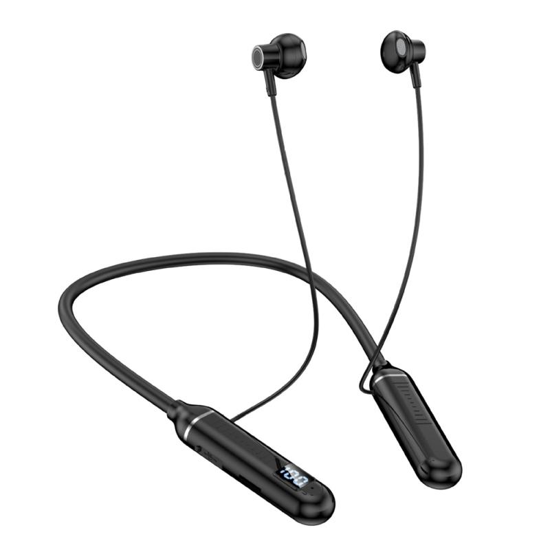 Беспроводная Bluetooth-совместимая гарнитура с цифровым дисплеем, полувкладыши, спортивная, стерео, с шейным ободком