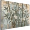 Canvas Print, Bamboo Shoots With Flowers On Textured Background