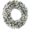 Christmas Wreath Door Snowy Effect with 50 LED Lights Pinecones Berries and Festive Bow for Fireplace Wall Window