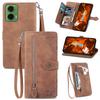 For Motorola Moto G35 5G Case Zipper Wallet PU Leather Flower Imprint Phone Cover