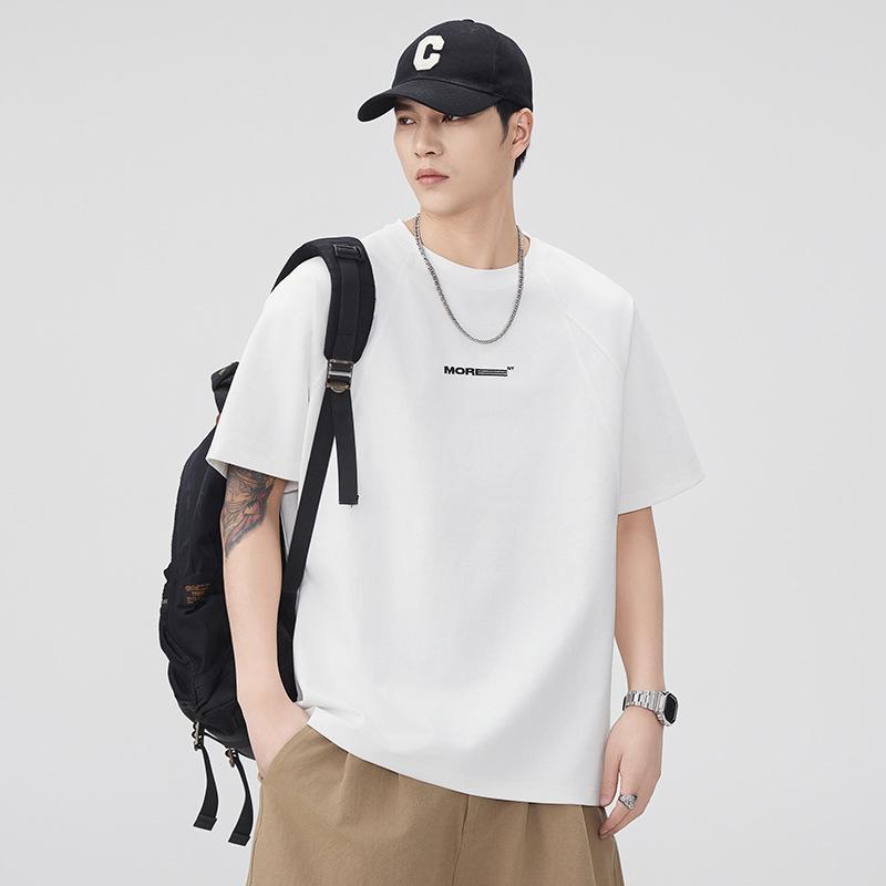 New Summer Trendy Raglan Short-sleeved T-shirt Men's Loose Personalized Printed Round Neck Top