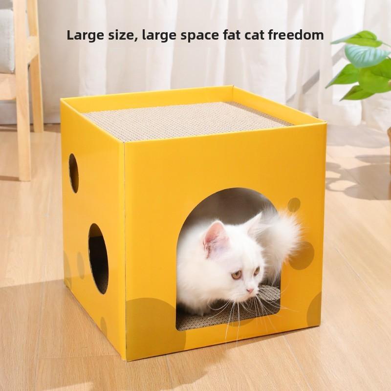 Corrugated Cardboard Cat Climbing Furniture With Square Design For Indoor Cats