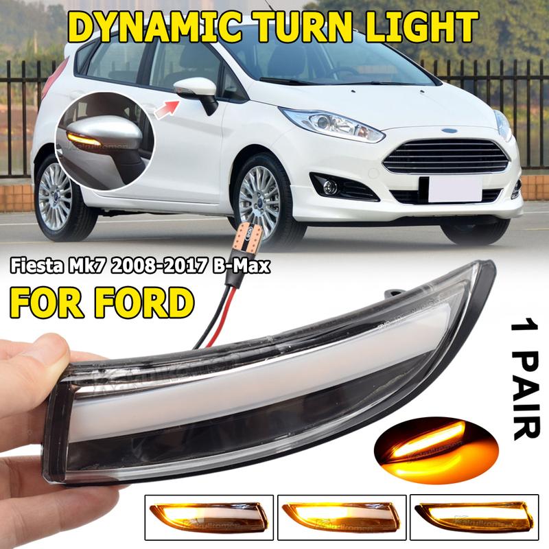 LED Dynamic Turn Signal Blinker Lights Side Mirror Indicator Flasher For Ford Fiesta MK7 B-Max 2008 2009-2017 ST Line MK8 2018
