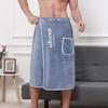 With Pocket Shower Towel Solid Color Short Towel Skirt Bathrobe Men Wearable Bath Towel  Shower