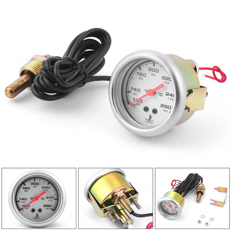 2" 52MM Mechanical 12V Water Temp Gauge 38-121℃/100-250℉ Water Temperature Gauge Car Meter With Sensor NPT 1/2-14