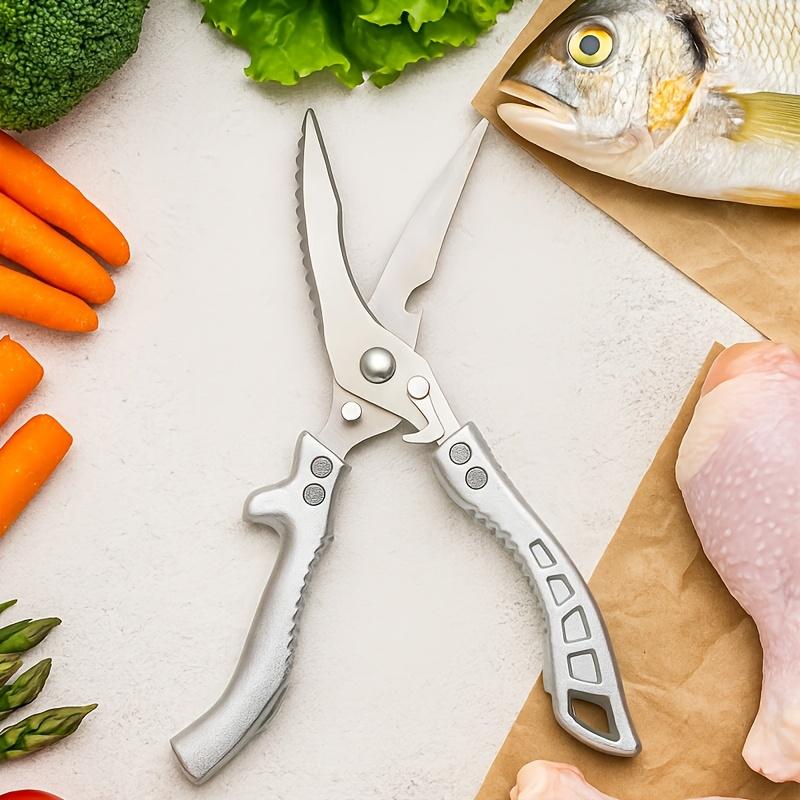 Кухонные ножницы из углеродистой стали, прочные многоцелевые ножницы с эргономичной амбидекстерной рукояткой для птицы, рыбы, мяса и приготовления пищи