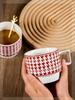 Nordic Houndstooth Ceramic Mug – Retro Coffee Cup with Handle, Spoon Classic  Pattern, 400ml