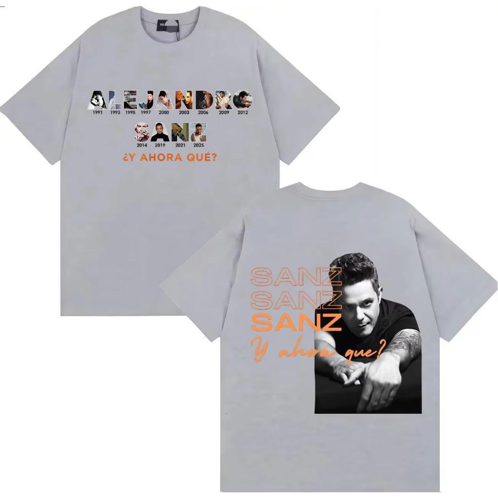 Singer Alejandro Sanz Pop Music Tshrit Fashion Tee Casual Short Sleeve T Shrit Unisex Women Hot Sale Streetwear Teenagers
