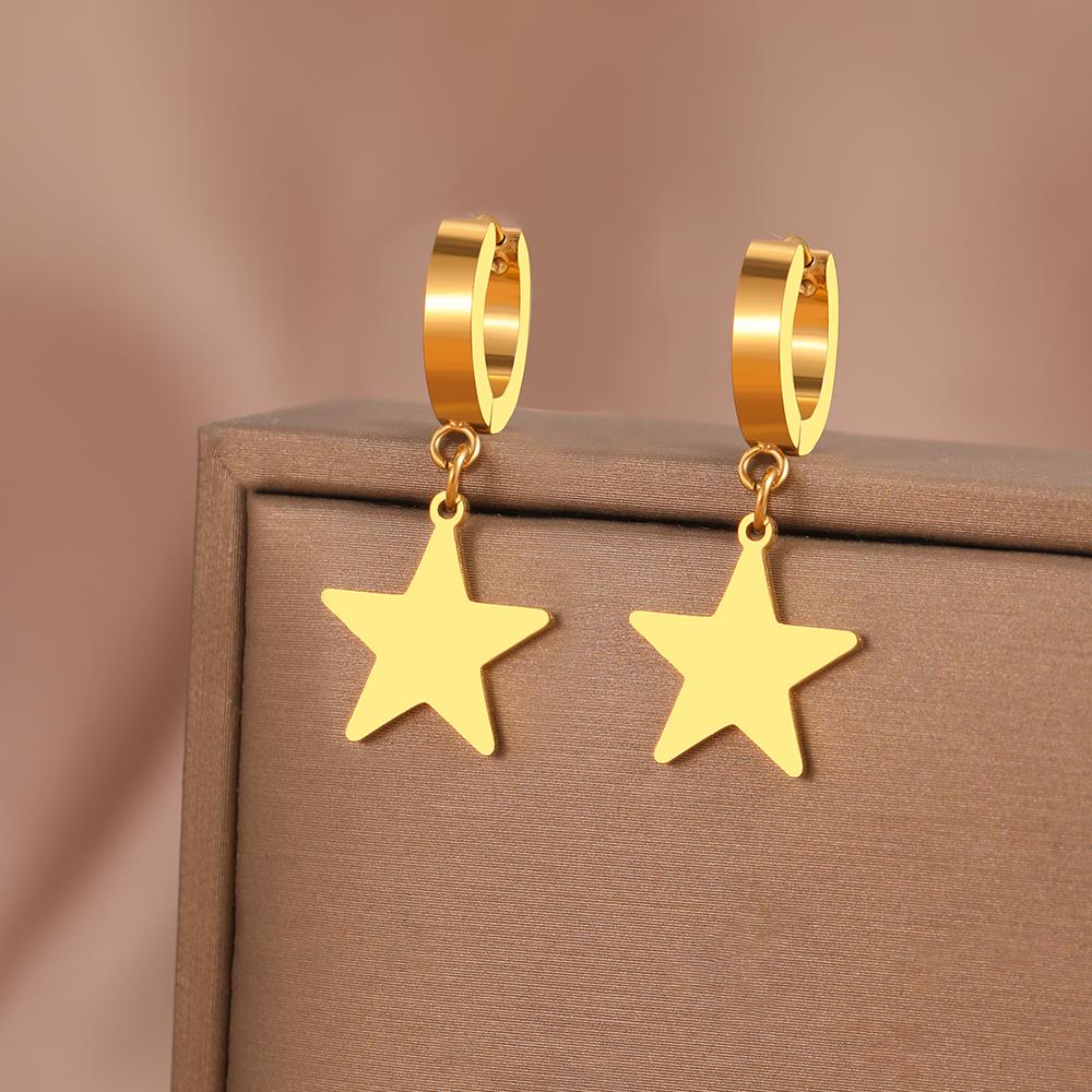Stainless Ssteel Earrings 2023 New Design Exquisite Star Pendant Fashion Trendy Dangle Earrings For Men Zircon Best Friend Gift