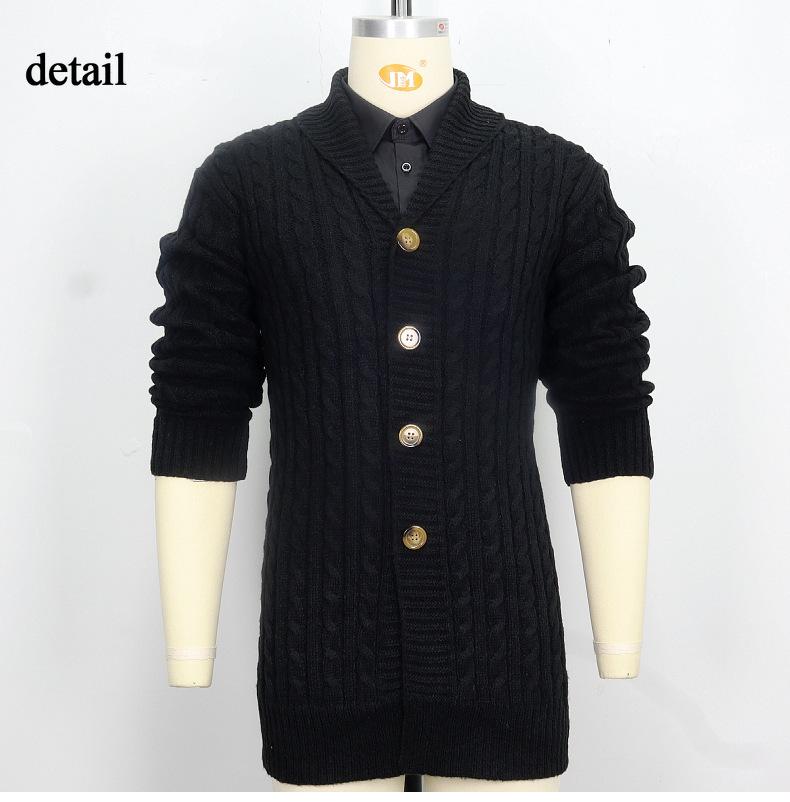 Мужской длинный вязаный кардиган с воротником-шалью, облегающий кардиган с длинным рукавом, повседневные кардиганы на пуговицах, осенне-зимние вязаные свитера, куртка для мужчин