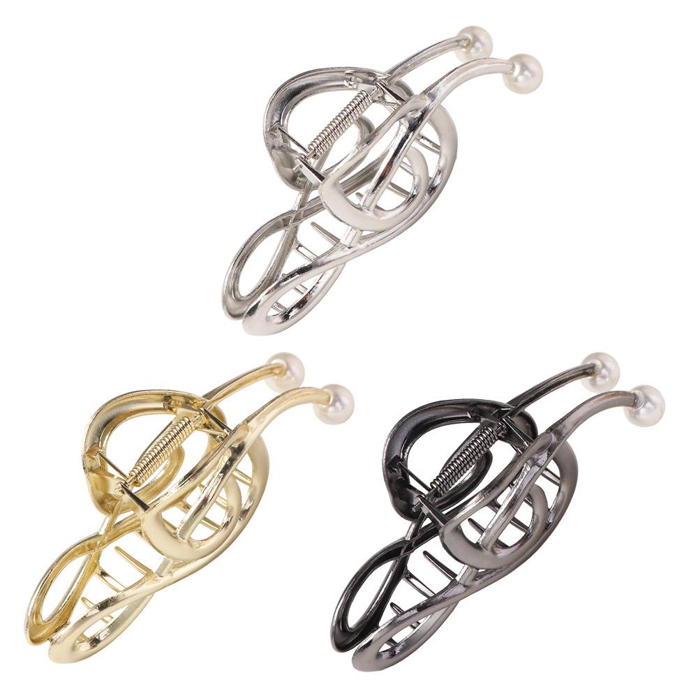 Zinc Zinc Zinc Alloy Treble Clef Hair Clip Pearl Music Note Hair Claw Exquisite Makeup Hair Clips