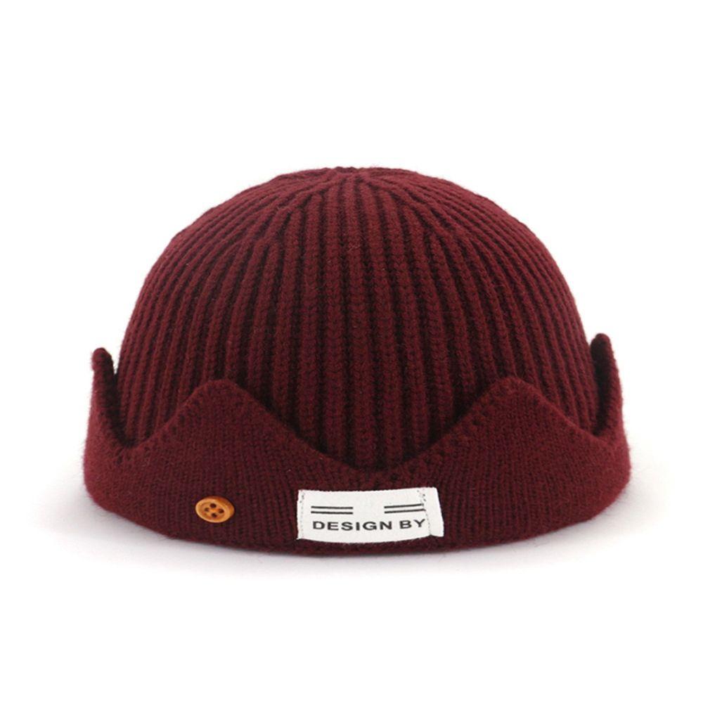 Winter Cloth Tag Skullies Cosplay Crown Wool Hat Knitted Hat Men Beanies Cap Korean Style Caps