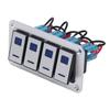 4 Gang Rocker Switch Panel 5Pin ON OFF SPST Blue Backlight Pre Wired Aluminum Alloy for Cars RVs Buses Trailers UTV