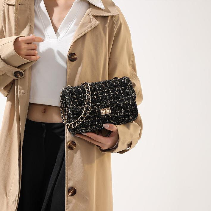 Weaving A Niche Temperament and Fashionable Small Fragrant Style Bag Spring and Summer Fabric Chain New Single Shoulder Crossbody Carrying Bag