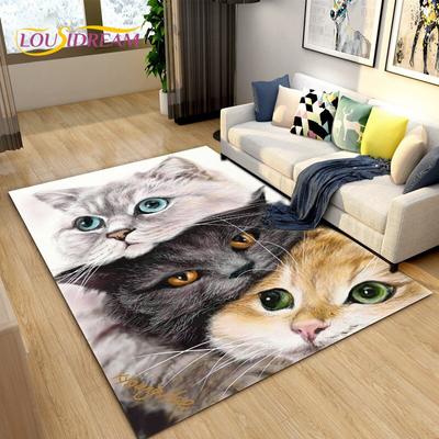 Коврик с 3D рисунком милого кота, ковер для гостиной, украшение детской комнаты, мягкий нескользящий напольный коврик для детей, подарок
