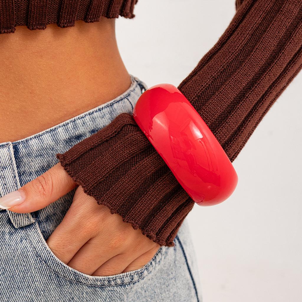 Винтажный круглый браслет-манжета из смолы с шармами для женщин, модная бижутерия, акриловый широкий геометрический браслет для вечеринки для девочек