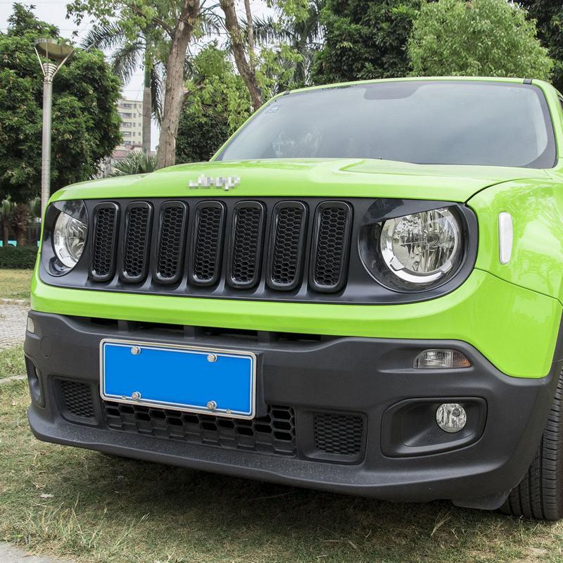 7pcs/set Front Mesh Grill Grille Insert Cover Trim For Jeep Renegade 2015-2018