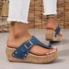 Fashion Fashion Clip Toe Wedge Sandals for Women Buckle Decor Chunky Platform Slippers Woman Summer Thick Bottom Beach Flip Flops Female