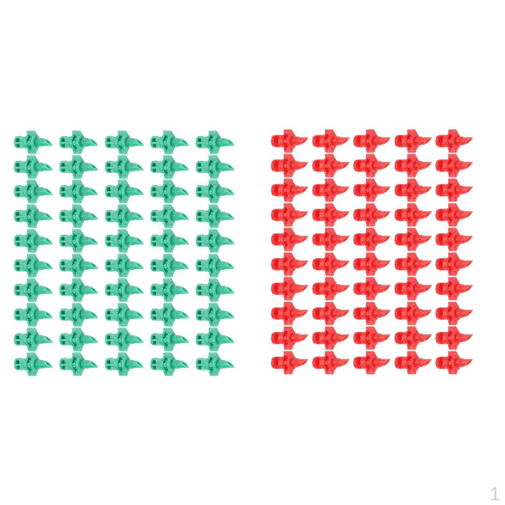 Набор из 50 штук 180-градусных зеленых и 50 штук красных поливочных распылителей