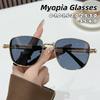 Retro Square-framed Punk Metal Myopia Sunglasses Simplicity Elegant and Versatile UV Resistant Comfortable Durable 0 To -4.0