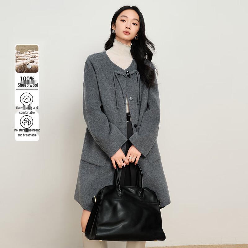 Elva' Island Women's New Chinese Style Button Short Woolen Coat