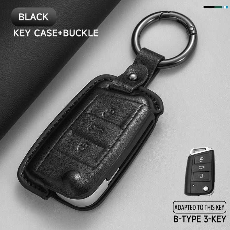 KTDJ9 Leather Car Key Cover Case Protection Shell Keychain For Skoda Octavia A5 kodiaq Fabia Scala Karoq Superb Kamiq Rapid Yeti