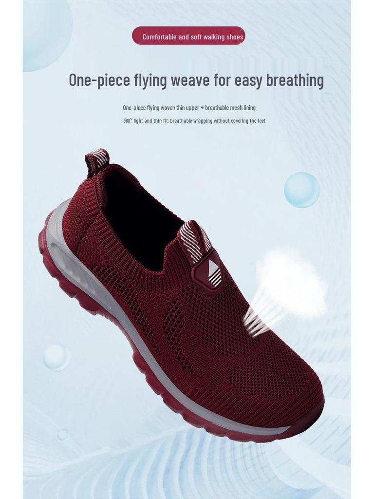 Women's Breathable Lightweight Non-Slip Walking Shoes for Middle-aged & Elderly, Summer Outdoor Sports, Soft Sole A113