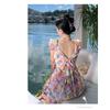Женские летние длинные платья с цветочным принтом и морским праздником с завязками