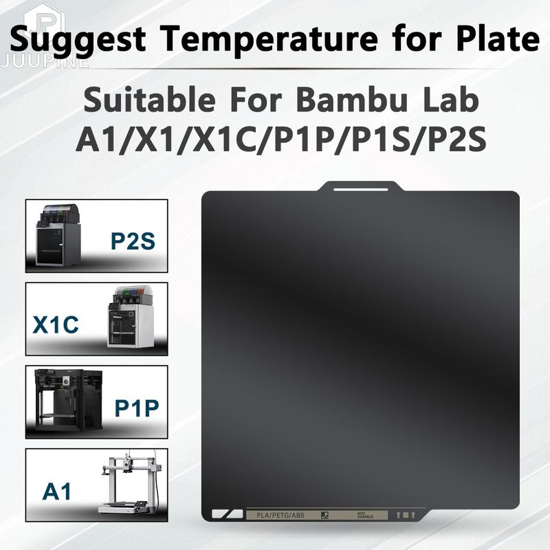Bambu Гладкая PEI пластина P2S X1 X1C A1 P1P P1S Печатные пластины 256x256 мм Двусторонние Нагревательная платформа Для 3D-принтера Bambulab P2s Аксессуары