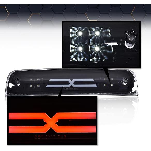 PIT66 LED Bar 3Rd Brake Light, Compatible With 2009-2017 Dodge Ram 1500 2500 3500 X Type High Mount Stop Light Rear Tail Cargo Lamps Smoked Lens