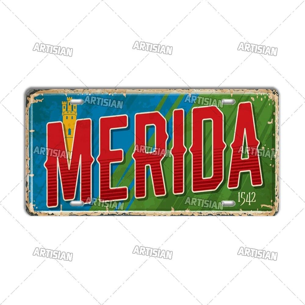 MEXICO License Plate Landmark Metal Tin Plaque City Metal Sign Wall Decor Garage Bar Pub Club Hotel Cafe Kitchen Home